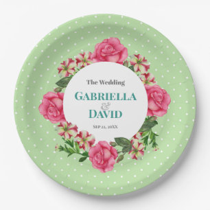 Hochzeitrosa Rose Rot Weißer Petunia Polka Dots Pappteller