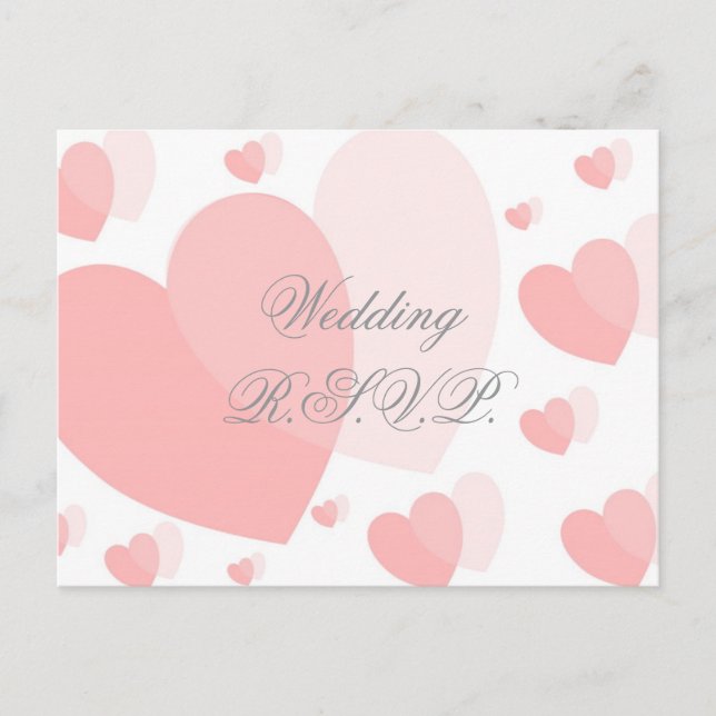 Hochzeitrosa RSVP Postcard-Herz Einladungspostkarte (Vorderseite)