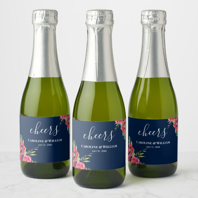 Hochzeitrot und rosa Blume Dunkelblau (Flaschen)