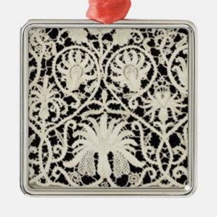 Hochzeits-Antiquitäten-Spitzen-Leinen-Weiß-Klassis Silbernes Ornament