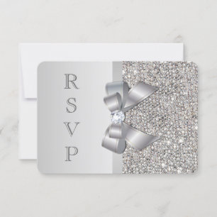 Hochzeits-Antwortkärtchen Faux-Silber-Pailletten-S RSVP Karte