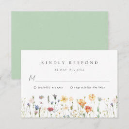 Hochzeits-Antwortkarte mit Wildblumen RSVP Karte