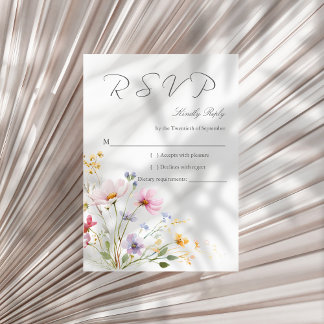 Hochzeits-Antwortkarte Wiese mit Wildblumen RSVP Karte