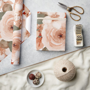 Hochzeits-Aquarell-Rosen floral beige hübsch süß Geschenkpapier