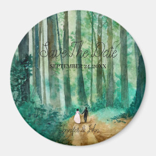 Hochzeits-Aquarellwaldlandschaft Magnet