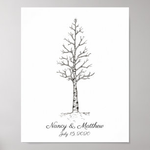 Hochzeits-Aspen-Fingerabdruck-Baumplakat Poster