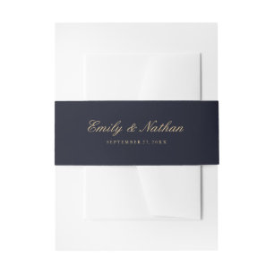 Hochzeits-Bauchband Elegant Gold Navy Einladungsbanderole