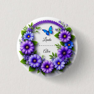 Hochzeits-Blumenkranz Button