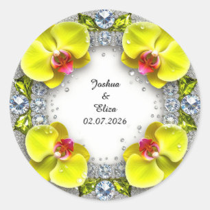 Hochzeits-Blumenkranz Runder Aufkleber