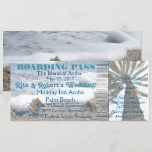 Hochzeits-Boarding-Pass-Ticket-Nachricht in einer  Einladung