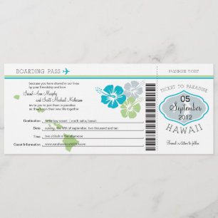 Hochzeits-Bordkarte nach Hawaii Einladung
