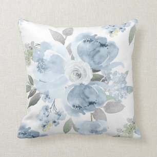 Hochzeits-Braut-Dusche Dusty Blue Wasserfarbe Flor Kissen