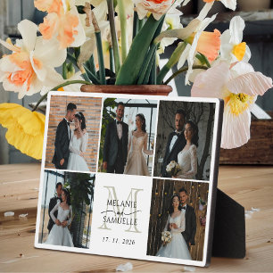 Hochzeits-Braut-und-Br%C3%A4utigam-Foto-Collage-Mo Fotoplatte