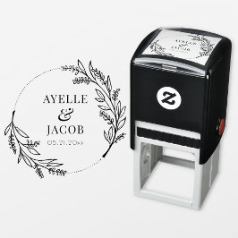 Hochzeits-Briefmarke aus rustikalem Blumenrahmen Permastempel