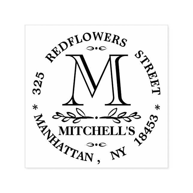 Hochzeits-Briefmarke der Monogram-Adresse Permastempel (Design)