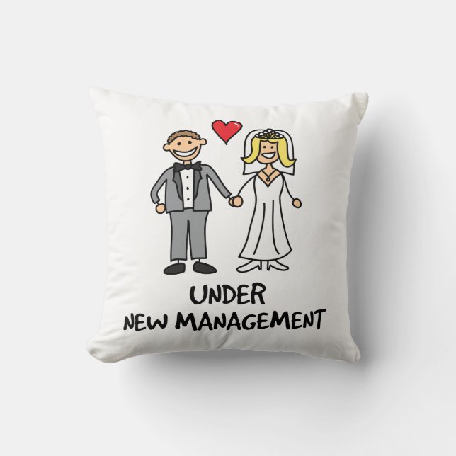 Hochzeits-Cartoon - unter neuem Management Kissen (Vorderseite)