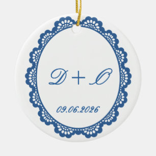 Hochzeits-Champagner-Trinkspruch Namen & Datum Keramik Ornament
