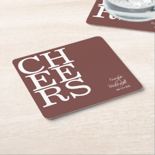 Hochzeits-Cheers Zimt-Rosen ID774 Rechteckiger Pappuntersetzer