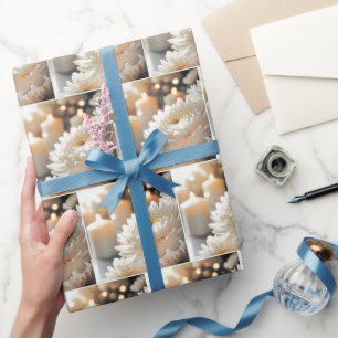 Hochzeits-Chrysantheme-Blume und Kerzen Geschenkpapier