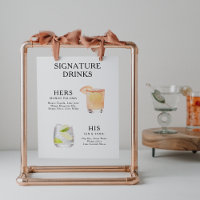Hochzeits-Cocktail-Menü-Poster mit Signatur-Drinks