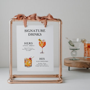Hochzeits-Cocktail-Menü-Poster mit Signatur-Drinks Poster