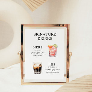 Hochzeits-Cocktail-Menü-Poster mit Signatur-Drinks Poster