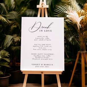 Hochzeits-Cocktail- oder Bar-Menü Elegant Betrunke Poster