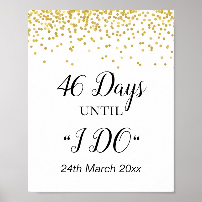 Hochzeits Countdown-Schild Poster (Vorne)