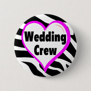 Hochzeits-Crew (Herzzebra-Druck) Button