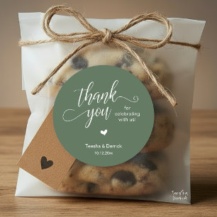 Hochzeits-Danke-Schöne-Herz-Sage-Grün-Geschenke Runder Aufkleber