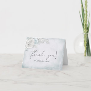 Hochzeits-Dankeschön - Weiße und blaue Rose Dankeskarte