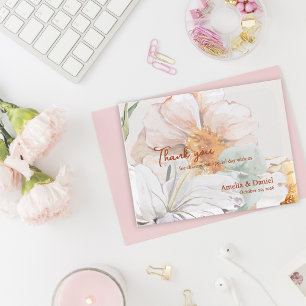 Hochzeits-Dankeskarten   Blush Pfirsich Blumen Postkarte