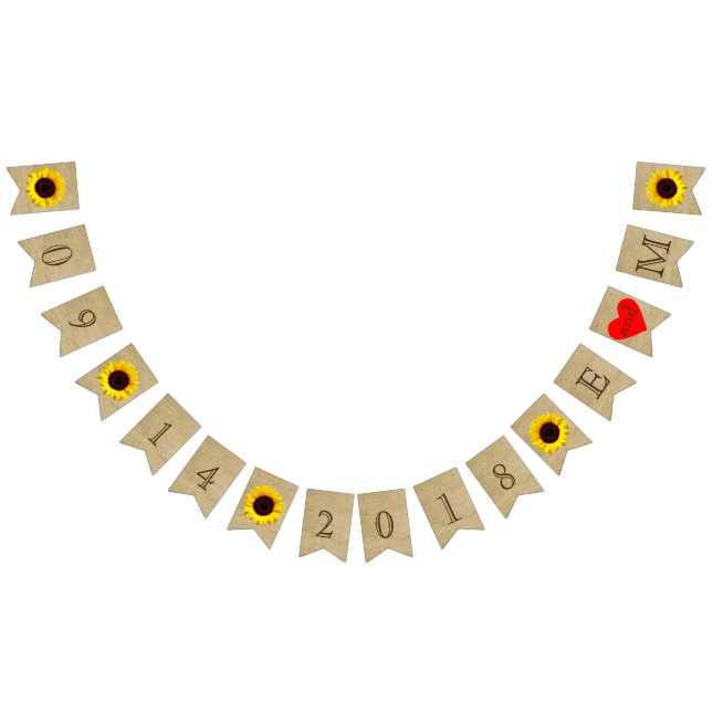 Hochzeits-Datums-Initialen-Leinwand-Blick und Wimpelkette (Alle)