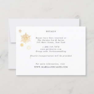 Hochzeits-Details Karte Gold Schneeflocke