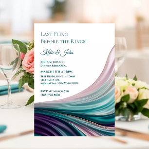 Hochzeits-Dinner-Probe-Moderne Teal- und Rosenquar Einladung