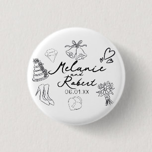 Hochzeits-Doodle Save the Dates Hochzeitsjubiläum  Button