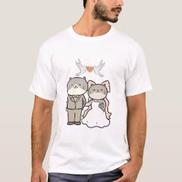 Hochzeits-Einladung Elegant Minimal Weiß Gold T-Shirt