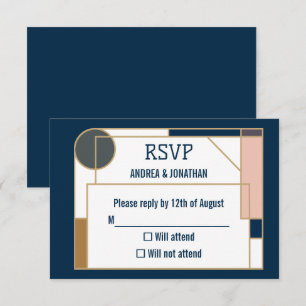 Hochzeits-Einladung im Art Deco-Stil zum Bearbeite RSVP Karte