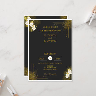 Hochzeits-Einladung königlich in Schwarz und Gold Einladung