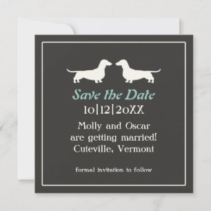 Hochzeits-Einladung mit Dachshund-Hunden zum Speic Save The Date