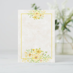 Hochzeits-Einladung mit gelbem Wasserfarben-Blumen Einladung