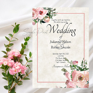 Hochzeits-Einladung mit rosa Wasserfarben-Blumenmu Einladung