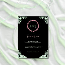 Hochzeits-Einladung Sage Green Art Deco Karte