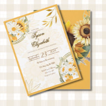 Hochzeits-Einladung - Sonnenblumen - Gelb und Weiß