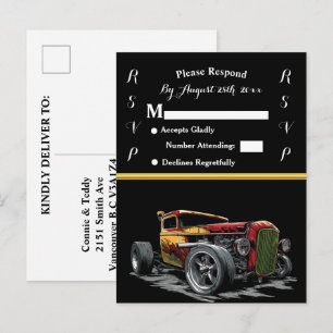 Hochzeits-Einladung und Hot Rod Einladungspostkarte