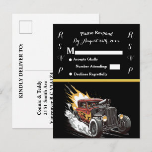 Hochzeits-Einladung und Hot Rod Einladungspostkarte