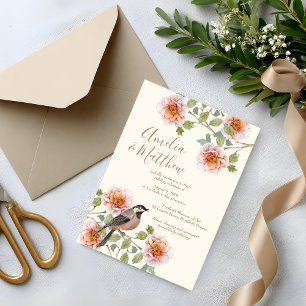 Hochzeits-Einladung Vögel in Blumen Einladung