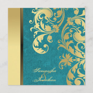 Hochzeits-Einladungs-aquamariner Goldschimmer mit Einladung