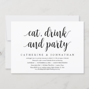 Hochzeits-Elopement, Essen, Trinken und Party Einladung