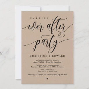 Hochzeits-Elopement, Happy End Party, Kraft Einladung